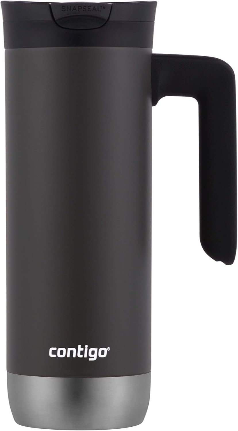 Superior 2.0 Stainless Steel Travel Mug with Handle Leak-Proof Lid Double-Wall Insulation for Hot & Cold Beverages, 20oz ,Dark Ice, Ideal for Commuting and Travel