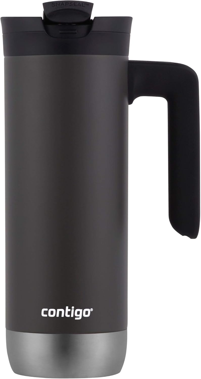 Superior 2.0 Stainless Steel Travel Mug with Handle Leak-Proof Lid Double-Wall Insulation for Hot & Cold Beverages, 20oz ,Dark Ice, Ideal for Commuting and Travel