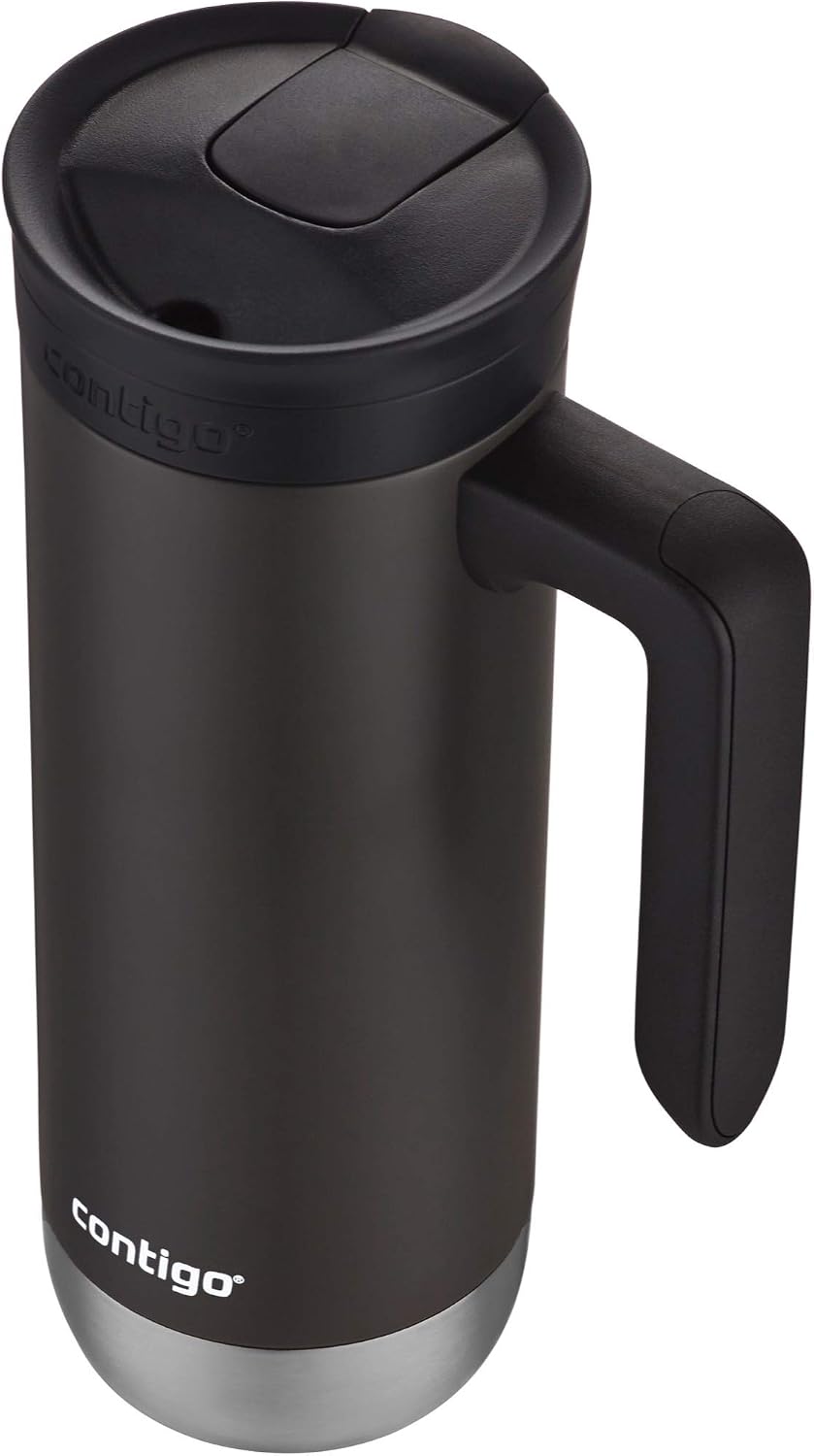 Superior 2.0 Stainless Steel Travel Mug with Handle Leak-Proof Lid Double-Wall Insulation for Hot & Cold Beverages, 20oz ,Dark Ice, Ideal for Commuting and Travel