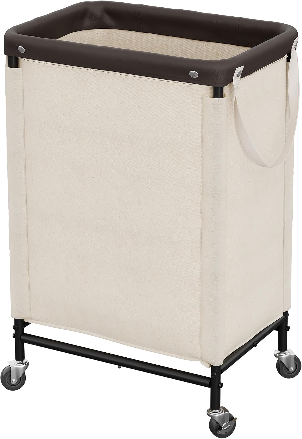 Laundry Hamper with Wheels and Removable Liner Bag, Beige, 90L