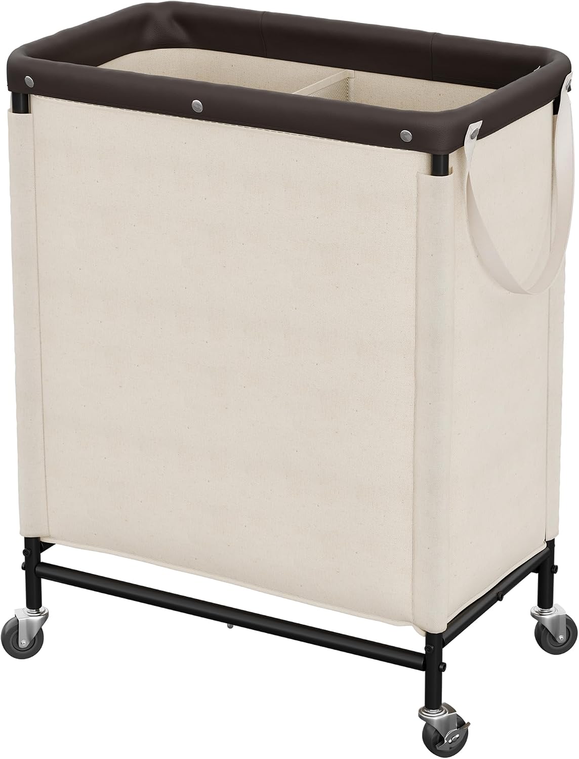 Laundry Hamper with Wheels and Removable Liner Bag, Beige, 90L