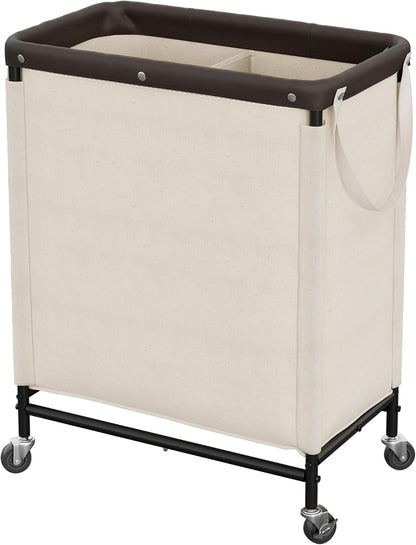 Laundry Hamper with Wheels and Removable Liner Bag, Beige, 90L