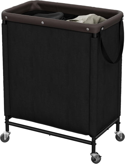 Laundry Hamper with Wheels and Removable Liner Bag, Beige, 90L