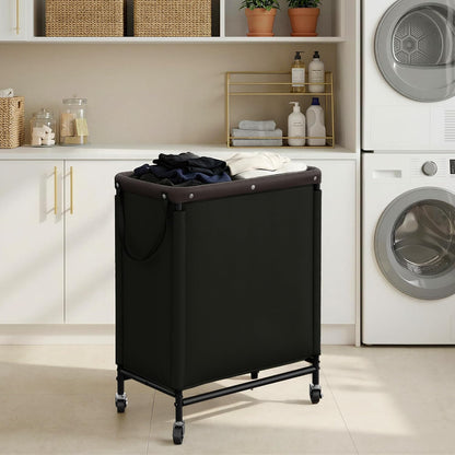 Laundry Hamper with Wheels and Removable Liner Bag, Beige, 90L