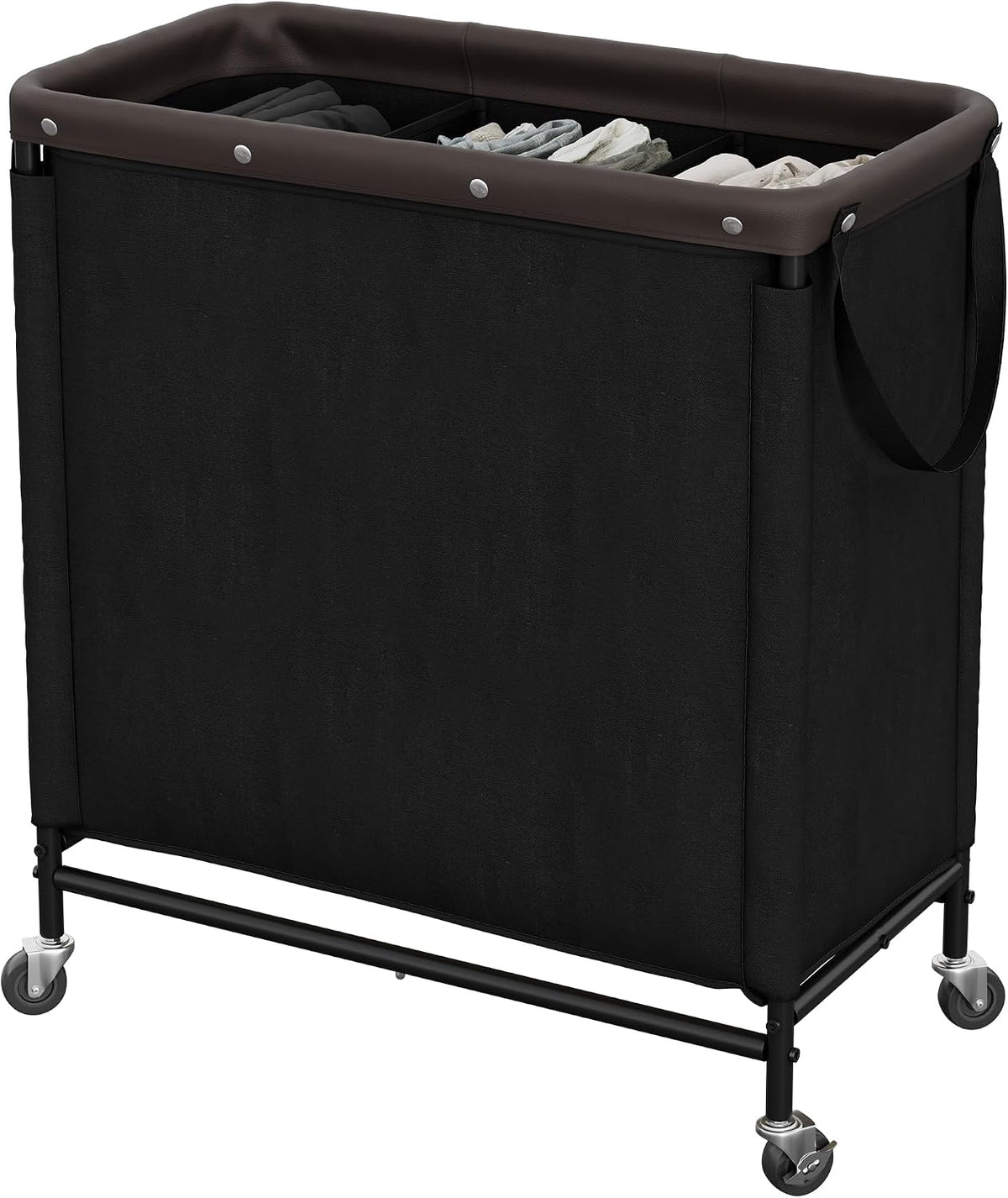 Laundry Hamper with Wheels and Removable Liner Bag, Beige, 90L