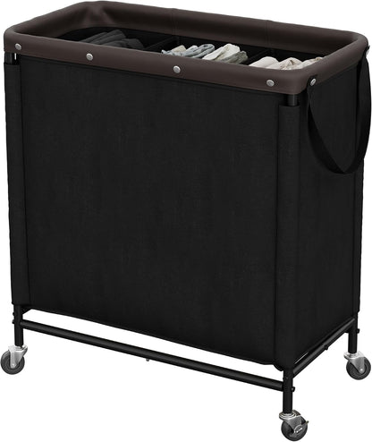 Laundry Hamper with Wheels and Removable Liner Bag, Beige, 90L