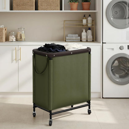 Laundry Hamper with Wheels and Removable Liner Bag, Beige, 90L