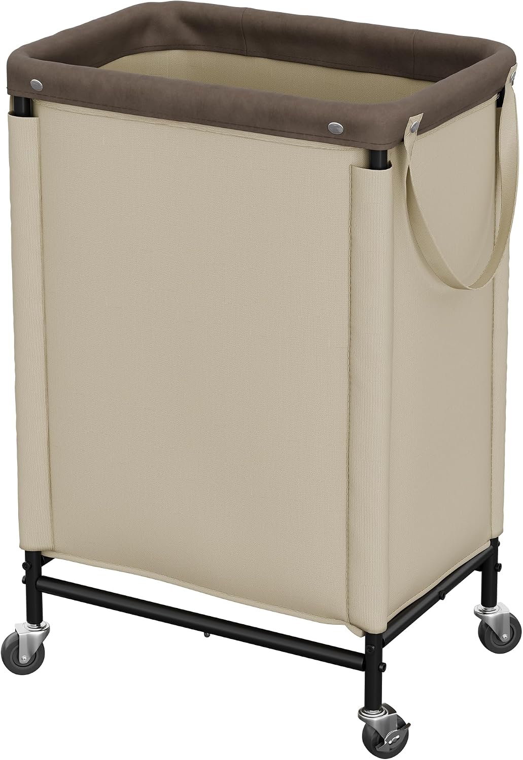 Laundry Hamper with Wheels and Removable Liner Bag, Beige, 90L