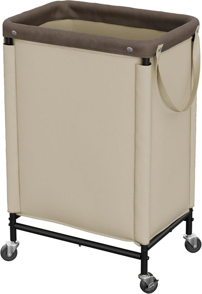 Laundry Hamper with Wheels and Removable Liner Bag, Beige, 90L