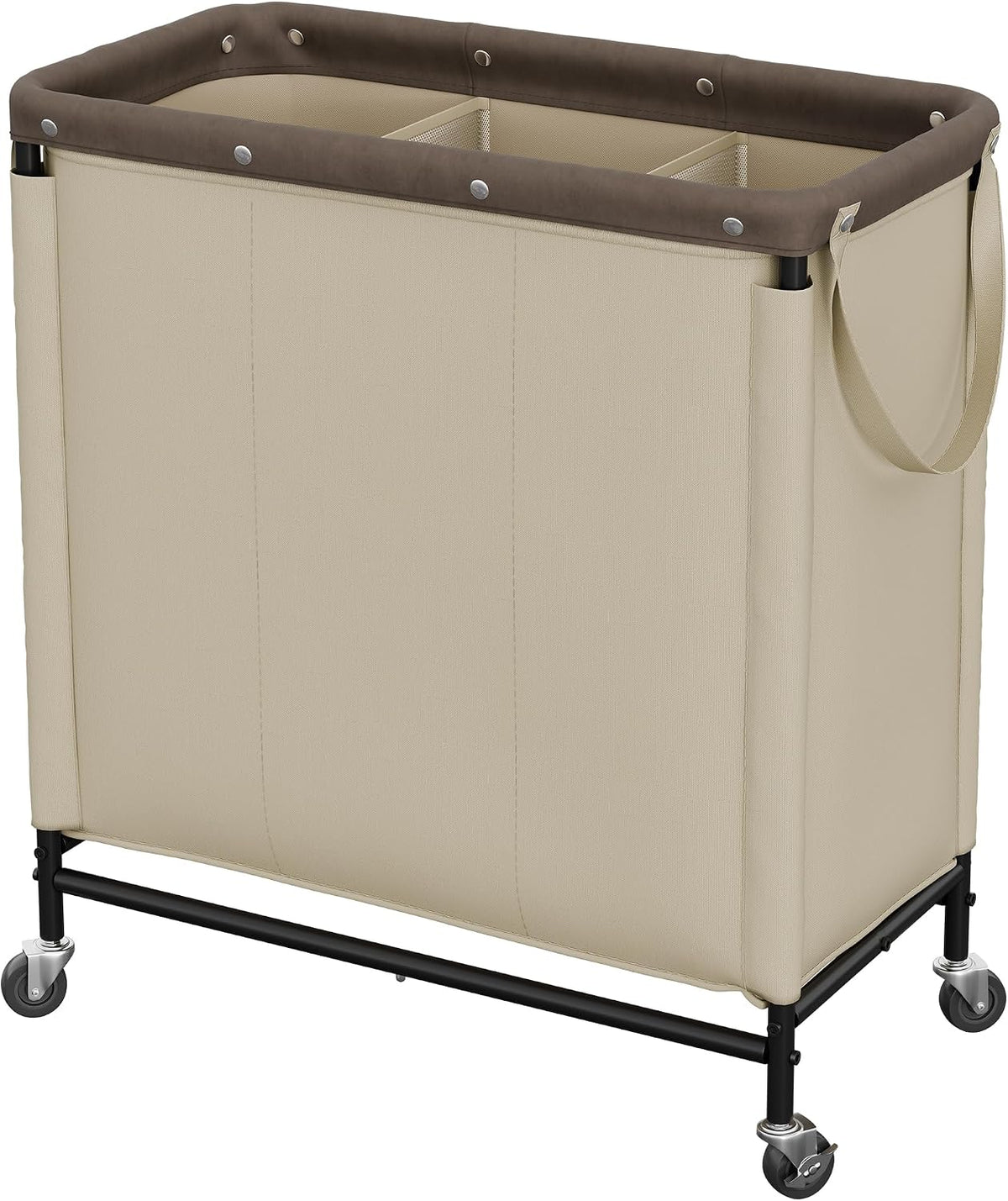 Laundry Hamper with Wheels and Removable Liner Bag, Beige, 90L