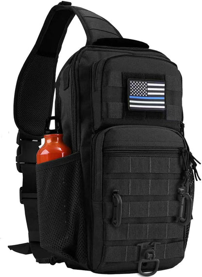 Rover Sling Pack Tactical Shoulder Sling Bag Backpack with Bottle Holder Crossbody Chest Bag, Grey