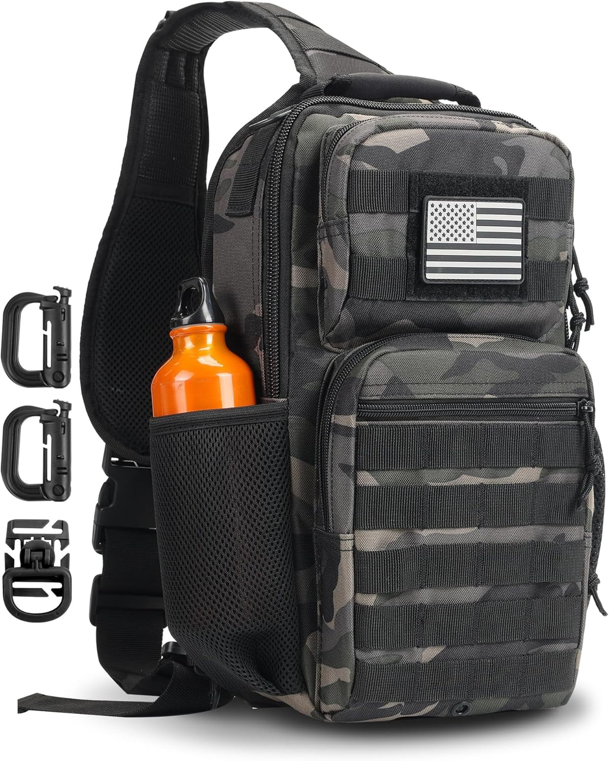 Rover Sling Pack Tactical Shoulder Sling Bag Backpack with Bottle Holder Crossbody Chest Bag, Grey