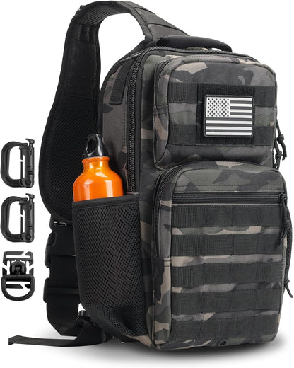 Rover Sling Pack Tactical Shoulder Sling Bag Backpack with Bottle Holder Crossbody Chest Bag, Grey