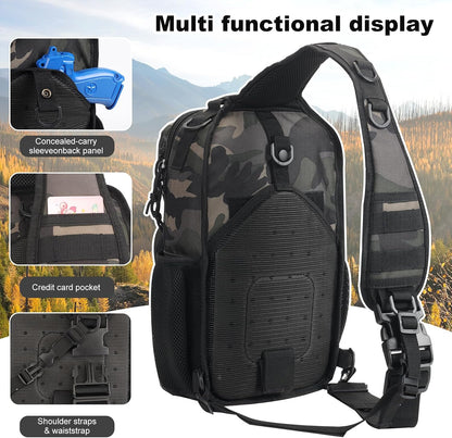 Rover Sling Pack Tactical Shoulder Sling Bag Backpack with Bottle Holder Crossbody Chest Bag, Grey