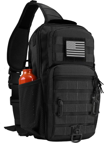 Rover Sling Pack Tactical Shoulder Sling Bag Backpack with Bottle Holder Crossbody Chest Bag, Grey