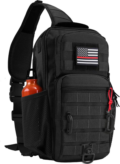 Rover Sling Pack Tactical Shoulder Sling Bag Backpack with Bottle Holder Crossbody Chest Bag, Grey