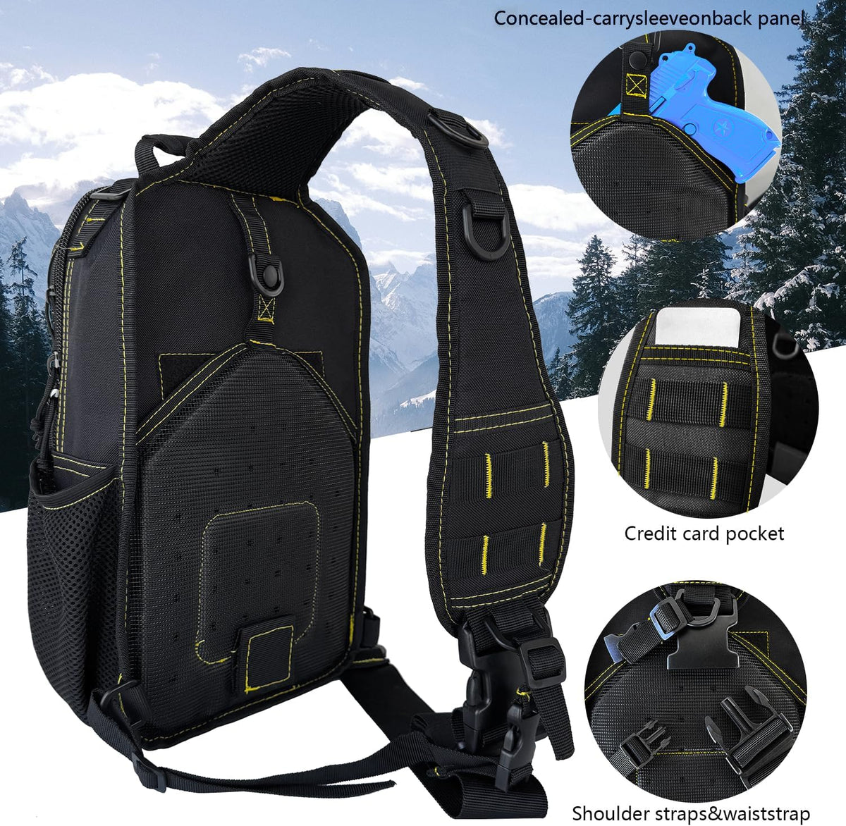 Rover Sling Pack Tactical Shoulder Sling Bag Backpack with Bottle Holder Crossbody Chest Bag, Grey