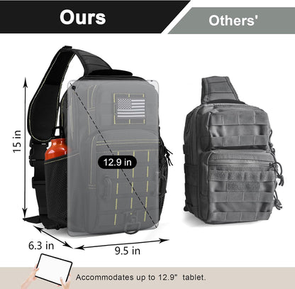 Rover Sling Pack Tactical Shoulder Sling Bag Backpack with Bottle Holder Crossbody Chest Bag, Grey