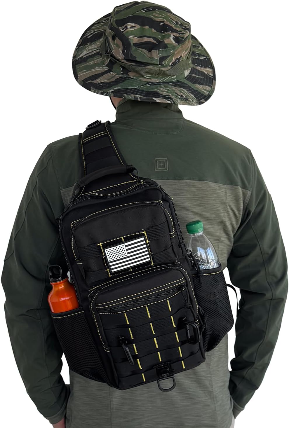 Rover Sling Pack Tactical Shoulder Sling Bag Backpack with Bottle Holder Crossbody Chest Bag, Grey