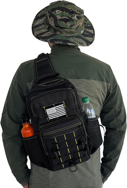 Rover Sling Pack Tactical Shoulder Sling Bag Backpack with Bottle Holder Crossbody Chest Bag, Grey
