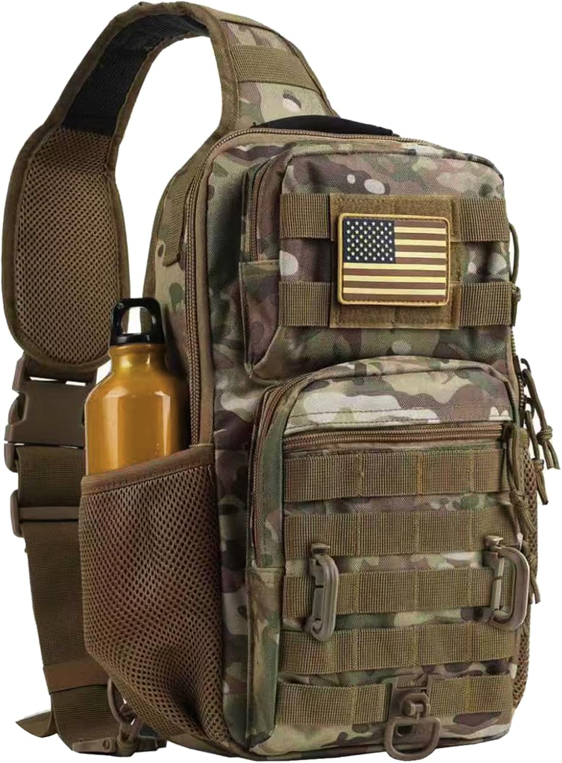 Rover Sling Pack Tactical Shoulder Sling Bag Backpack with Bottle Holder Crossbody Chest Bag, Grey