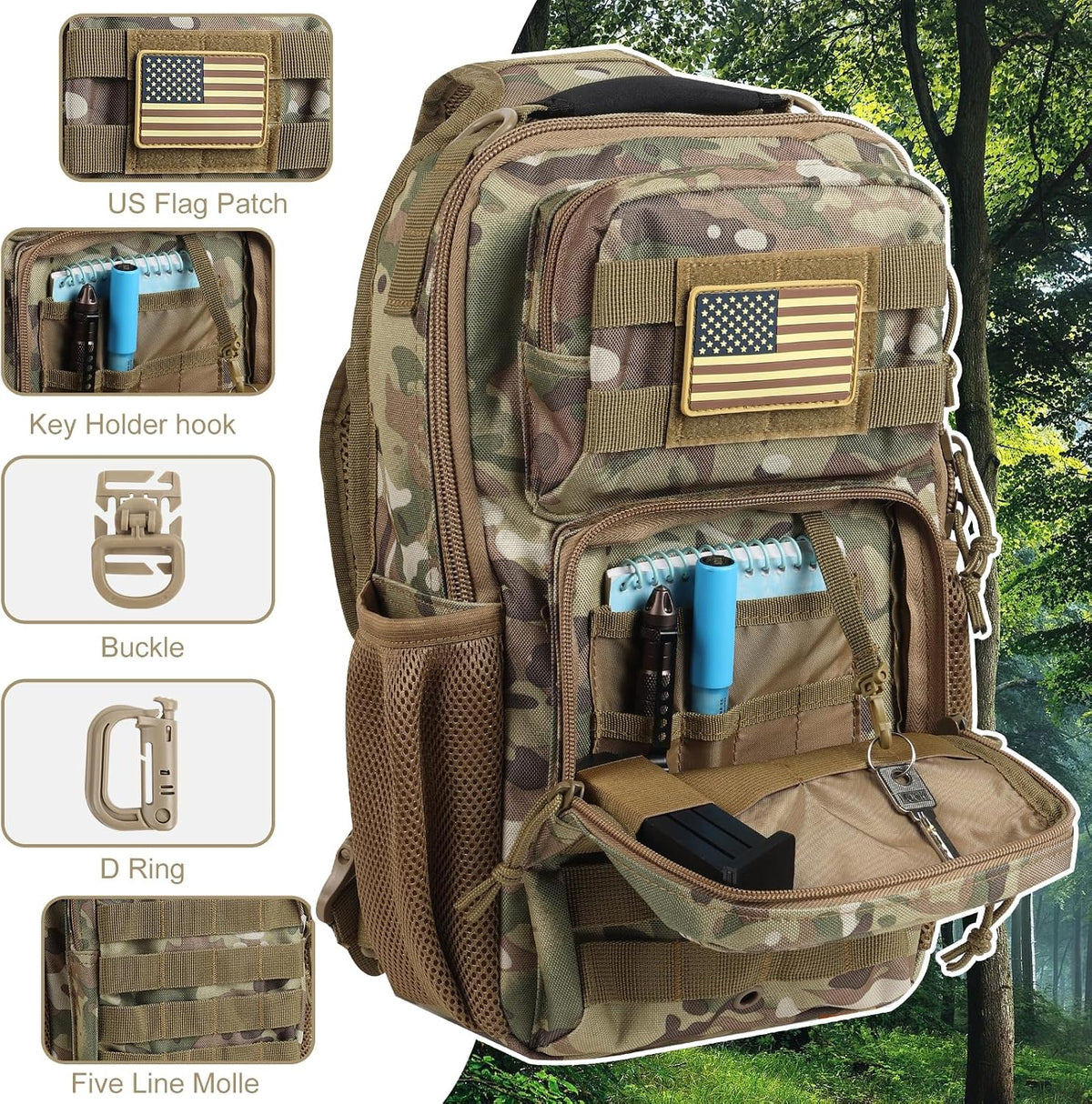 Rover Sling Pack Tactical Shoulder Sling Bag Backpack with Bottle Holder Crossbody Chest Bag, Grey