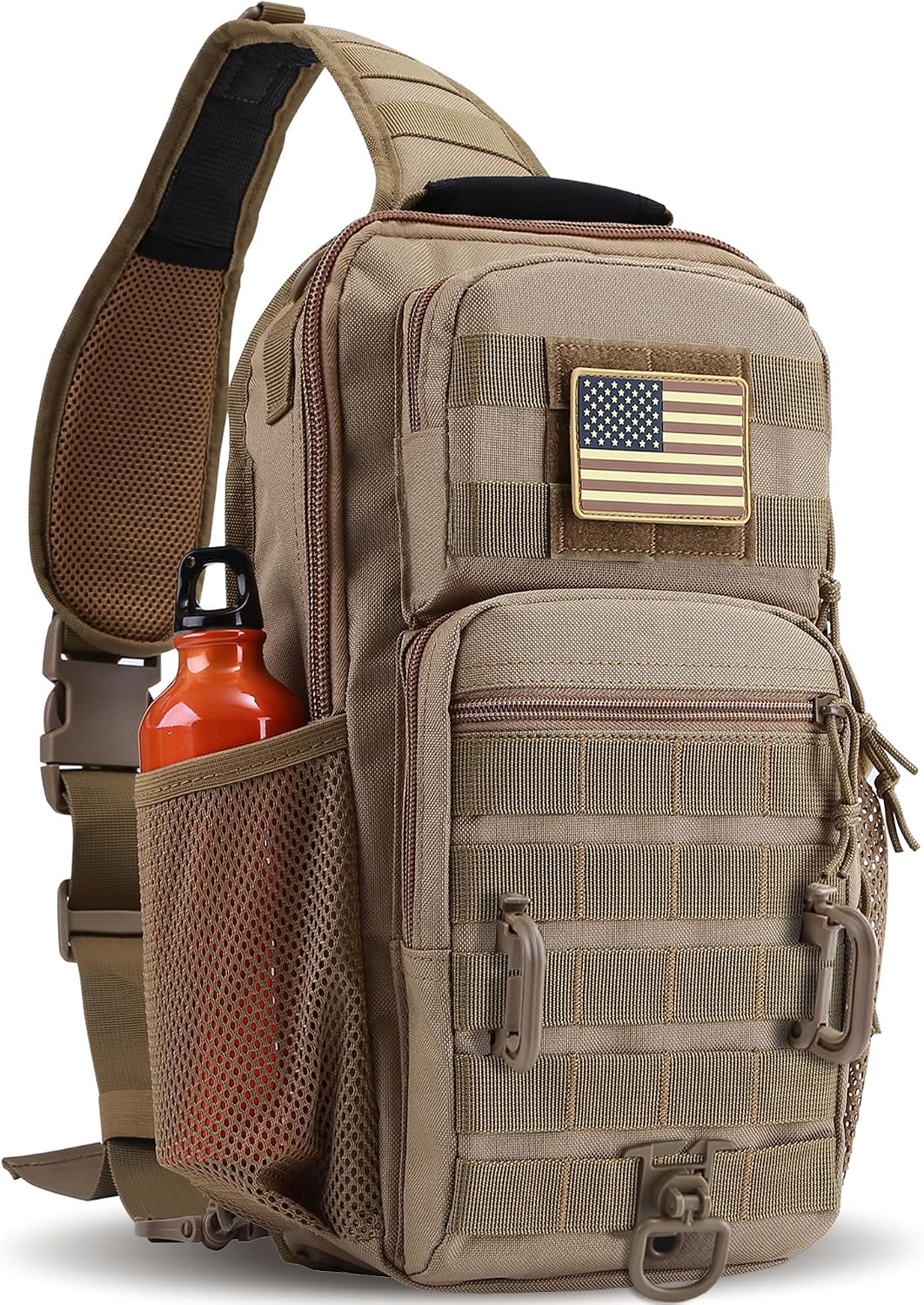 Rover Sling Pack Tactical Shoulder Sling Bag Backpack with Bottle Holder Crossbody Chest Bag, Grey
