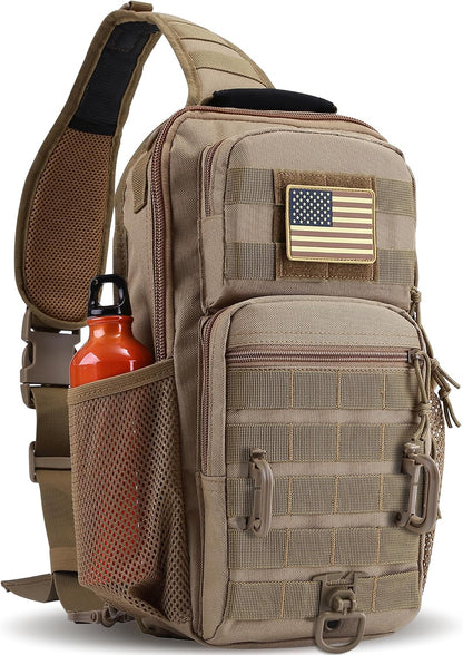 Rover Sling Pack Tactical Shoulder Sling Bag Backpack with Bottle Holder Crossbody Chest Bag, Grey