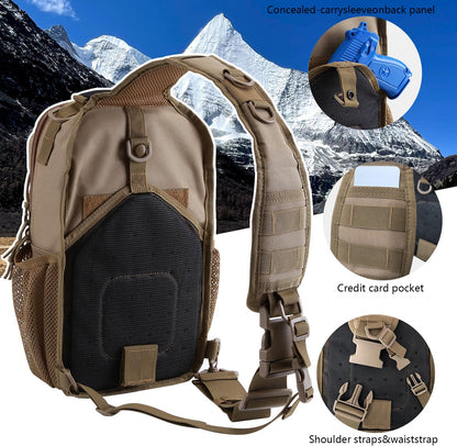 Rover Sling Pack Tactical Shoulder Sling Bag Backpack with Bottle Holder Crossbody Chest Bag, Grey