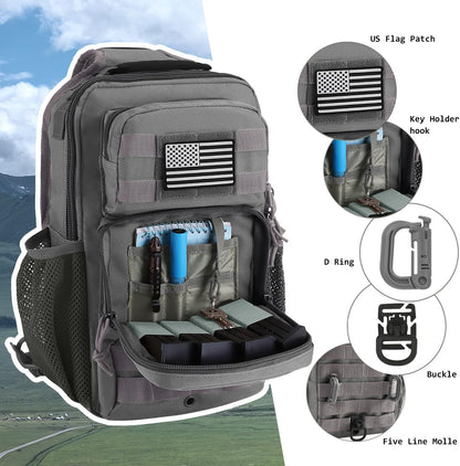 Rover Sling Pack Tactical Shoulder Sling Bag Backpack with Bottle Holder Crossbody Chest Bag, Grey