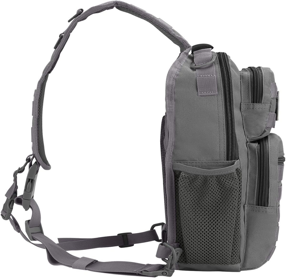Rover Sling Pack Tactical Shoulder Sling Bag Backpack with Bottle Holder Crossbody Chest Bag, Grey