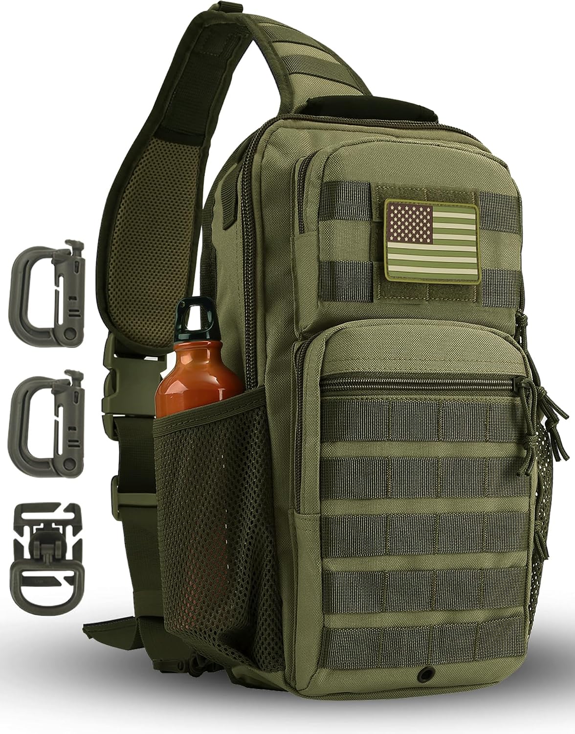 Rover Sling Pack Tactical Shoulder Sling Bag Backpack with Bottle Holder Crossbody Chest Bag, Grey