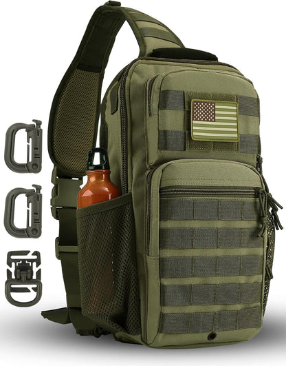 Rover Sling Pack Tactical Shoulder Sling Bag Backpack with Bottle Holder Crossbody Chest Bag, Grey