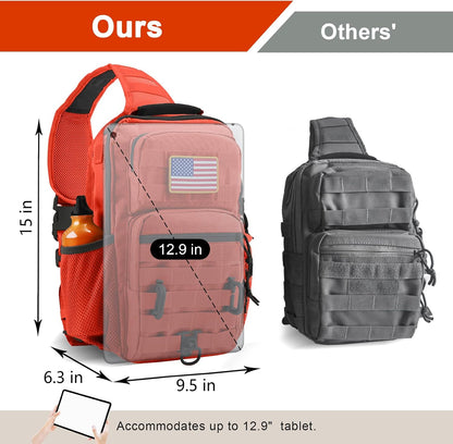 Rover Sling Pack Tactical Shoulder Sling Bag Backpack with Bottle Holder Crossbody Chest Bag, Grey