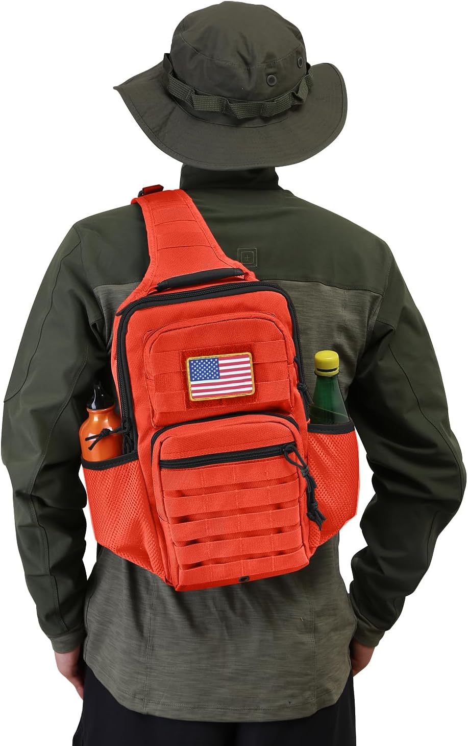 Rover Sling Pack Tactical Shoulder Sling Bag Backpack with Bottle Holder Crossbody Chest Bag, Grey