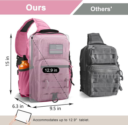 Rover Sling Pack Tactical Shoulder Sling Bag Backpack with Bottle Holder Crossbody Chest Bag, Grey