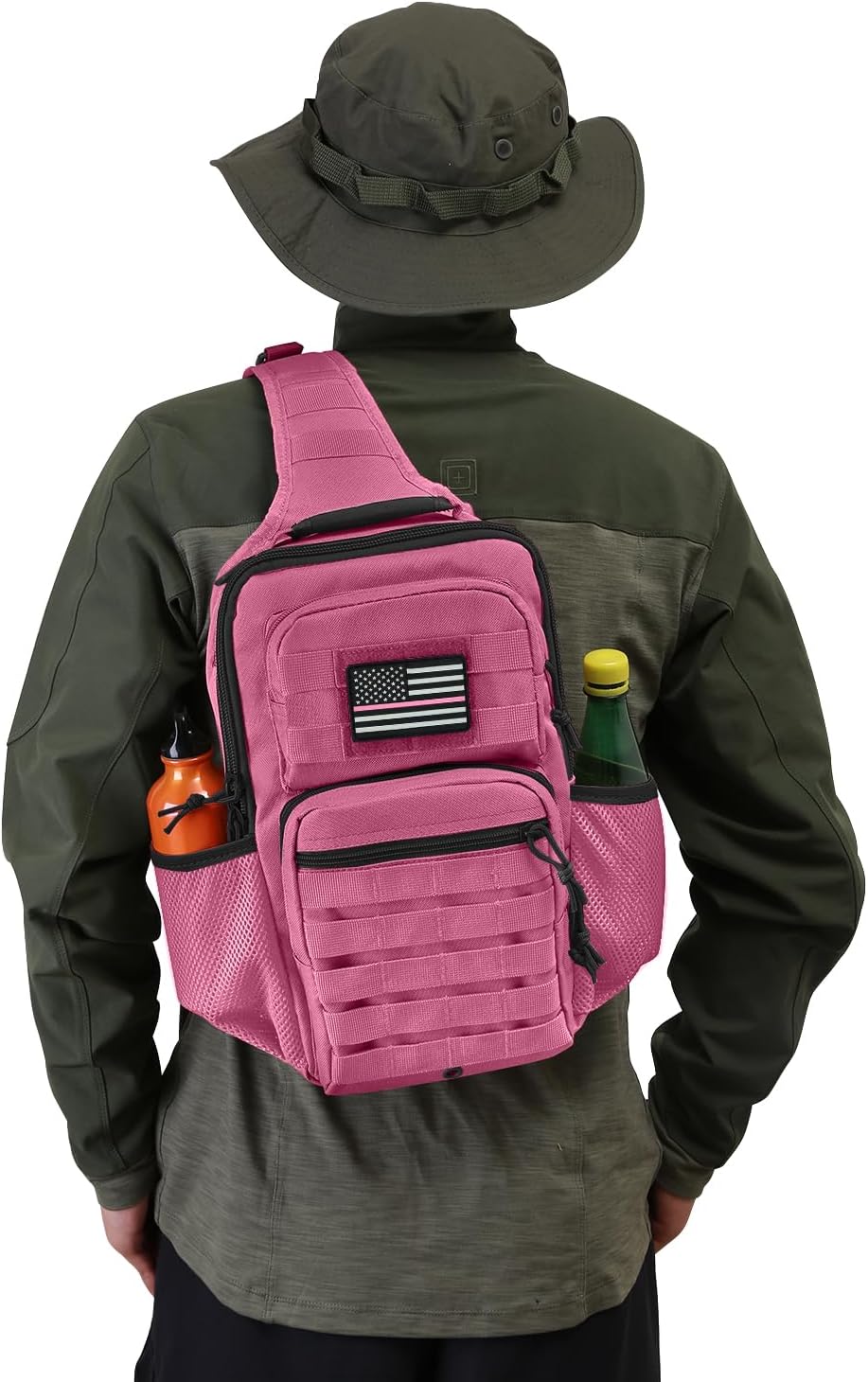 Rover Sling Pack Tactical Shoulder Sling Bag Backpack with Bottle Holder Crossbody Chest Bag, Grey