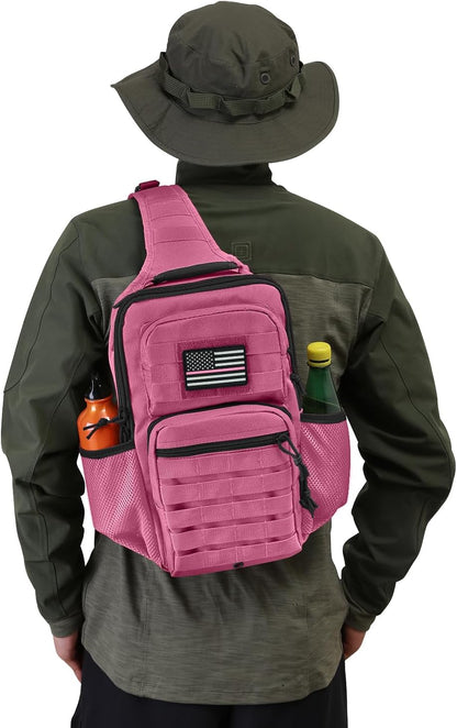 Rover Sling Pack Tactical Shoulder Sling Bag Backpack with Bottle Holder Crossbody Chest Bag, Grey