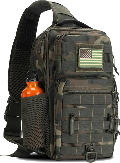 Rover Sling Pack Tactical Shoulder Sling Bag Backpack with Bottle Holder Crossbody Chest Bag, Grey