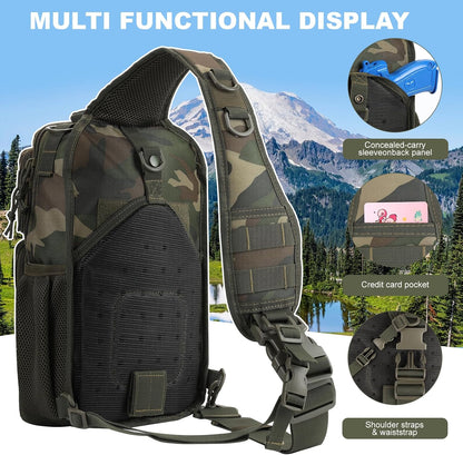 Rover Sling Pack Tactical Shoulder Sling Bag Backpack with Bottle Holder Crossbody Chest Bag, Grey