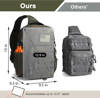 Rover Sling Pack Tactical Shoulder Sling Bag Backpack with Bottle Holder Crossbody Chest Bag, Grey