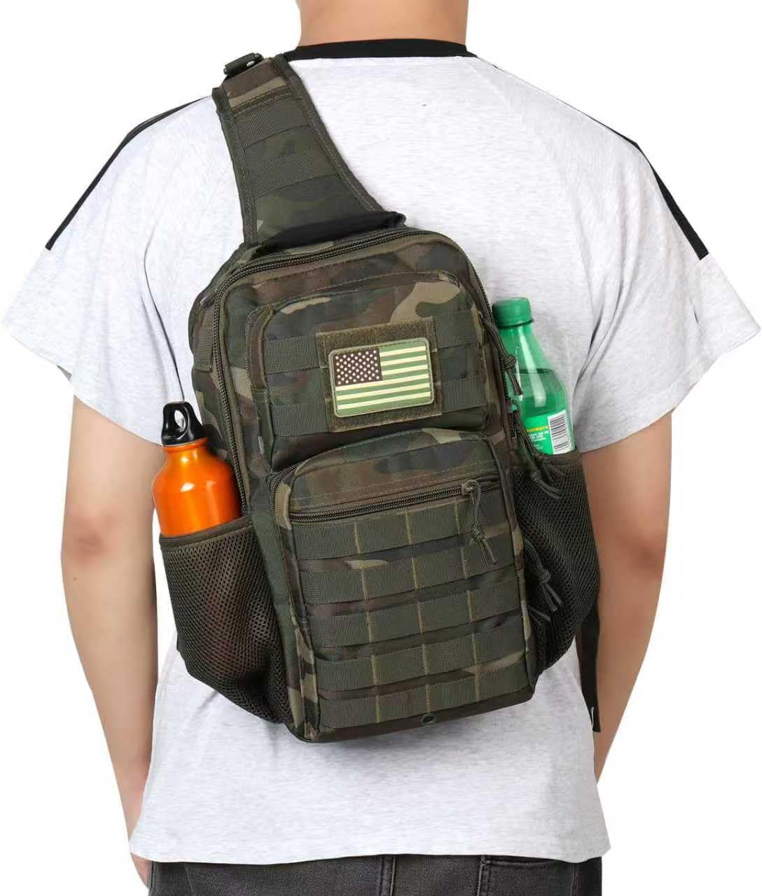 Rover Sling Pack Tactical Shoulder Sling Bag Backpack with Bottle Holder Crossbody Chest Bag, Grey