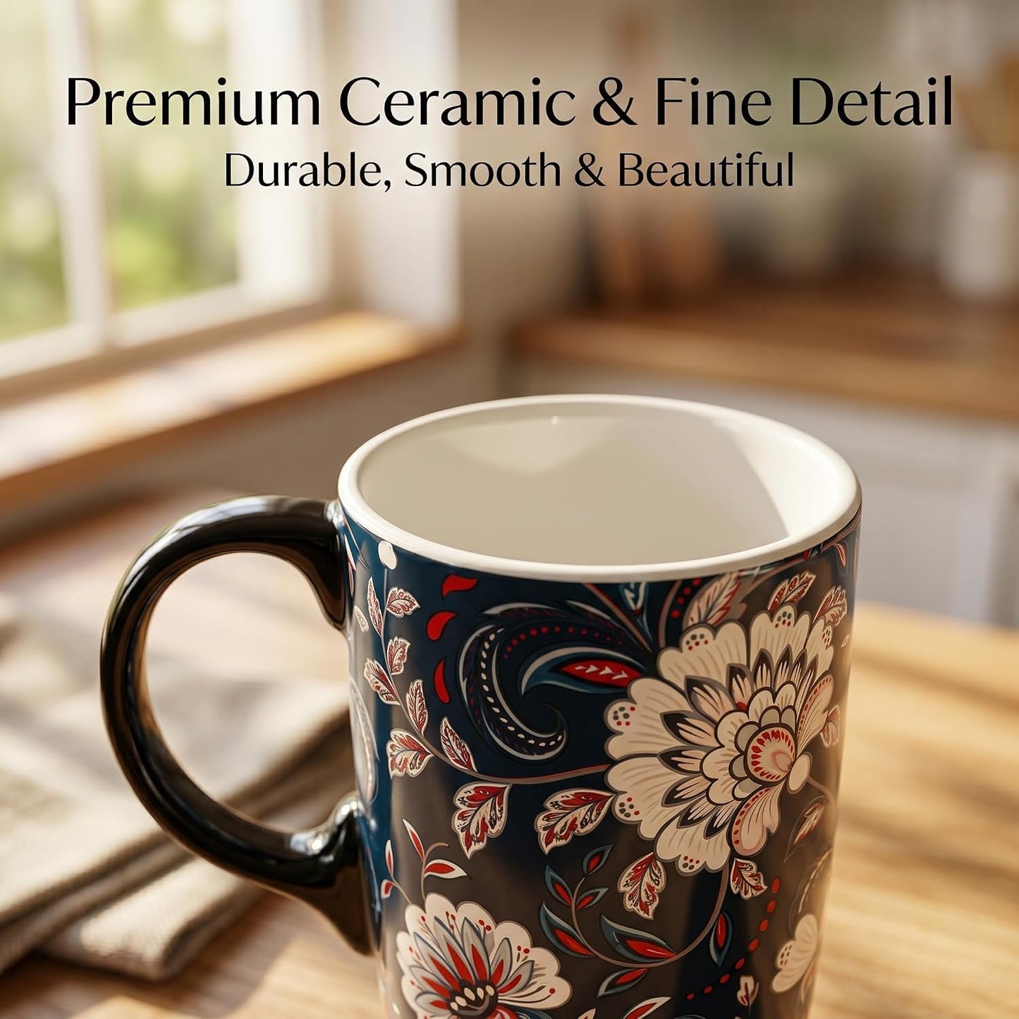 17oz Ceramic Travel Mug with Lid, Bunny Coffee Mug with Handle | Pink Plaid Rabbit Travel Cup, Microwave & Dishwasher Safe, Gift Box Included