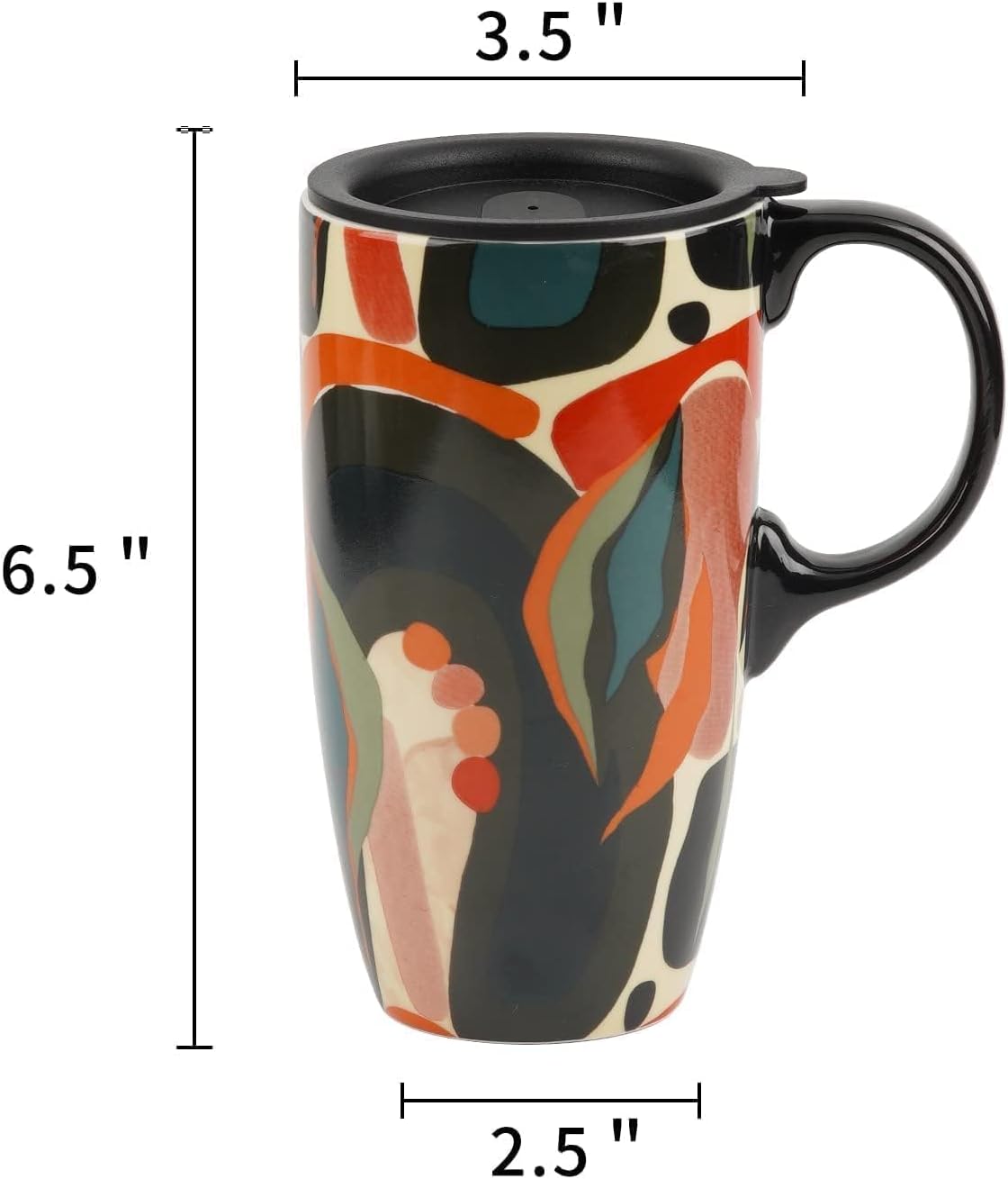 17oz Ceramic Travel Mug with Lid, Bunny Coffee Mug with Handle | Pink Plaid Rabbit Travel Cup, Microwave & Dishwasher Safe, Gift Box Included