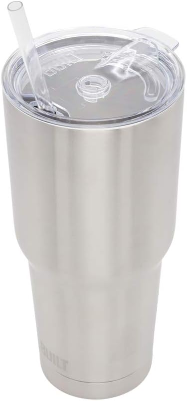 New York 30 oz Double Wall Stainless Steel Tumbler - Silver, Vacuum Insulated Travel Cup with Tritan Lid, Keeps Drinks Cold 24 Hourrs, Hot 8 Hours, Fits Standard Cup Holder