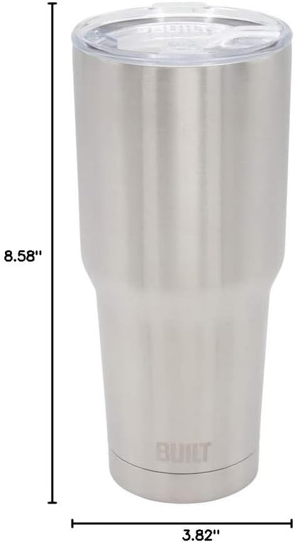 New York 30 oz Double Wall Stainless Steel Tumbler - Silver, Vacuum Insulated Travel Cup with Tritan Lid, Keeps Drinks Cold 24 Hourrs, Hot 8 Hours, Fits Standard Cup Holder