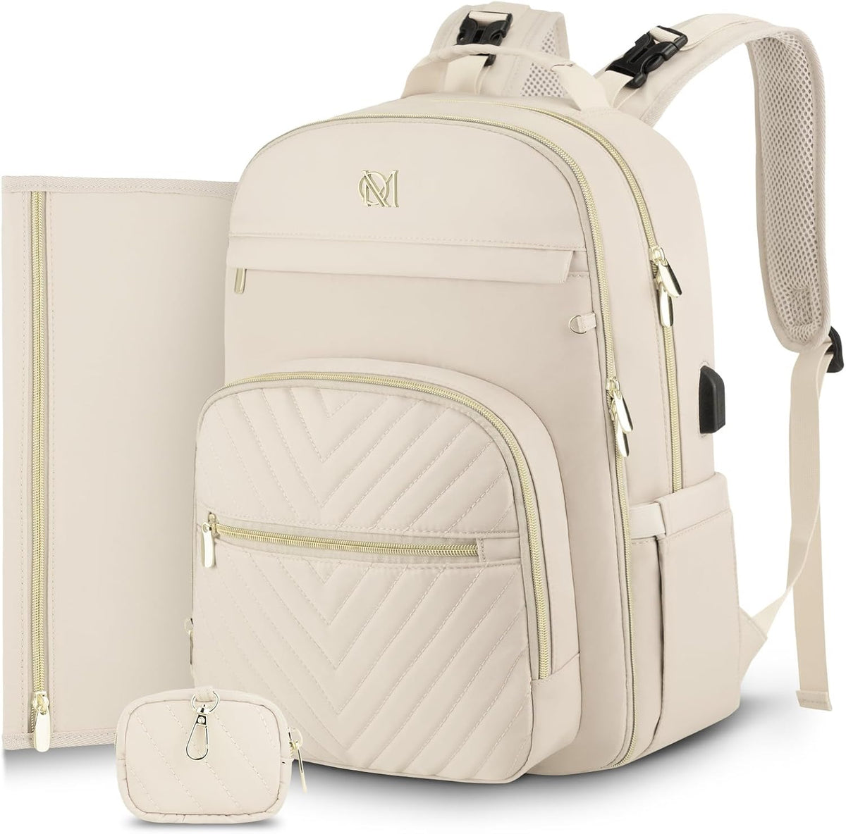 MOMUVO Diaper Backpack for Women Large Capacity with Insulated Pockets Diaper Bags For Baby Girl Boy Waterproof Baby Bags
