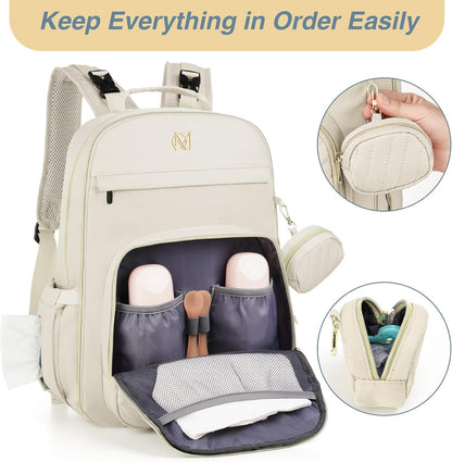 MOMUVO Diaper Backpack for Women Large Capacity with Insulated Pockets Diaper Bags For Baby Girl Boy Waterproof Baby Bags