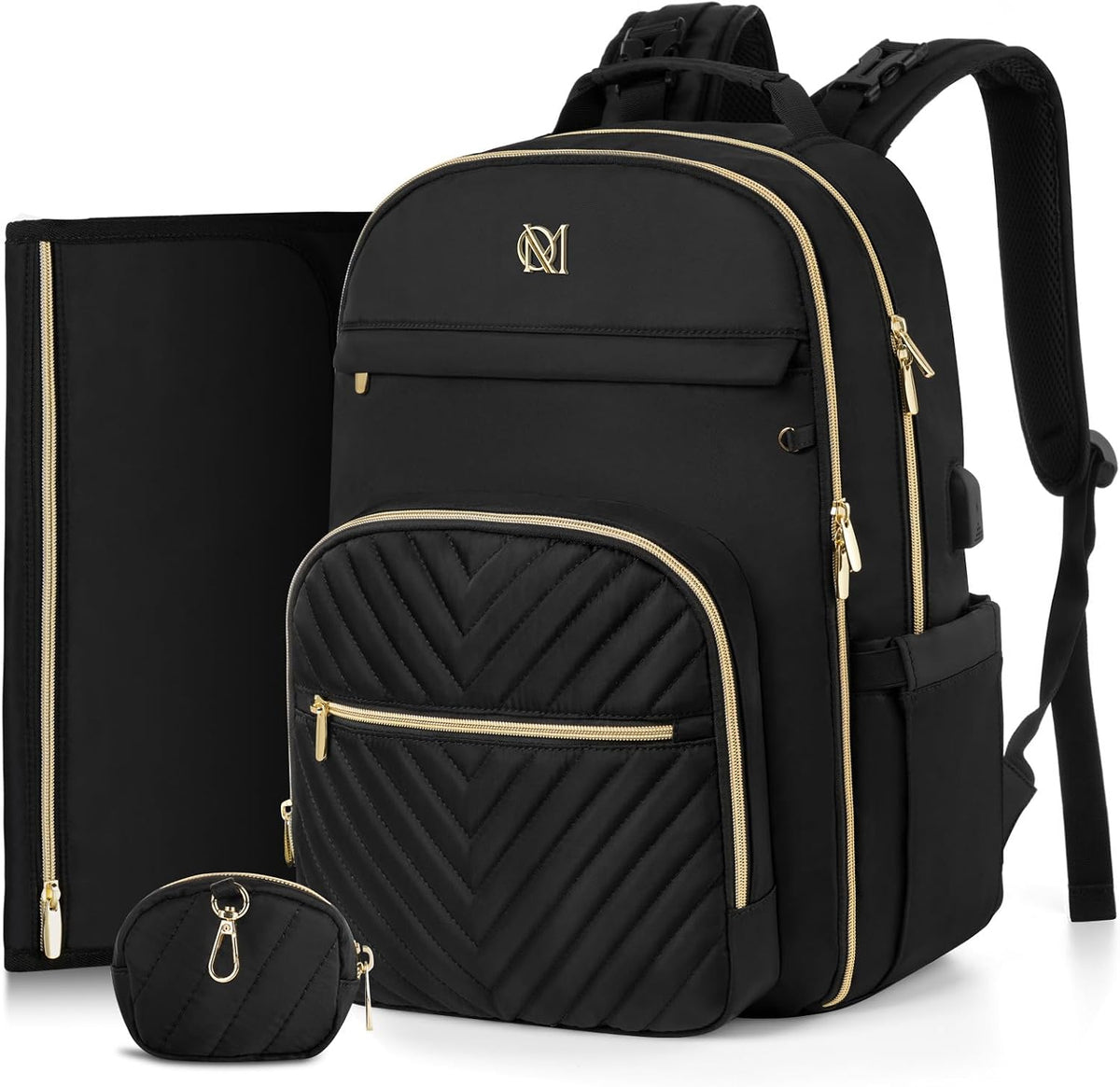 MOMUVO Diaper Backpack for Women Large Capacity with Insulated Pockets Diaper Bags For Baby Girl Boy Waterproof Baby Bags