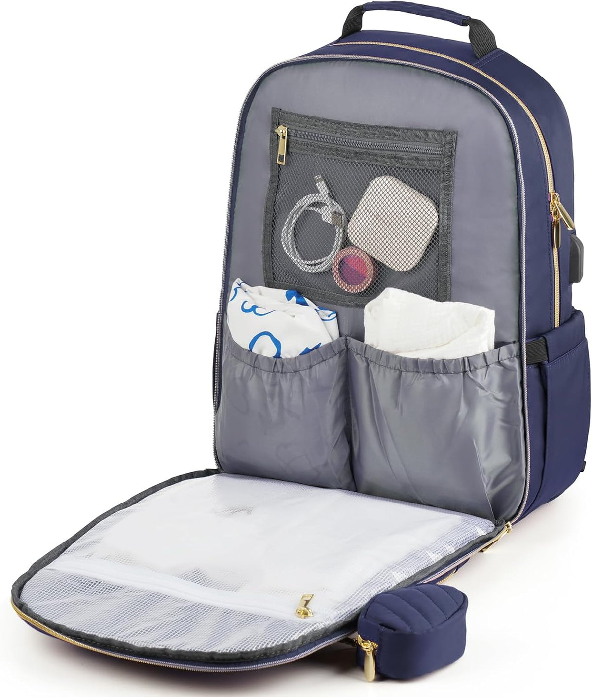 MOMUVO Diaper Backpack for Women Large Capacity with Insulated Pockets Diaper Bags For Baby Girl Boy Waterproof Baby Bags